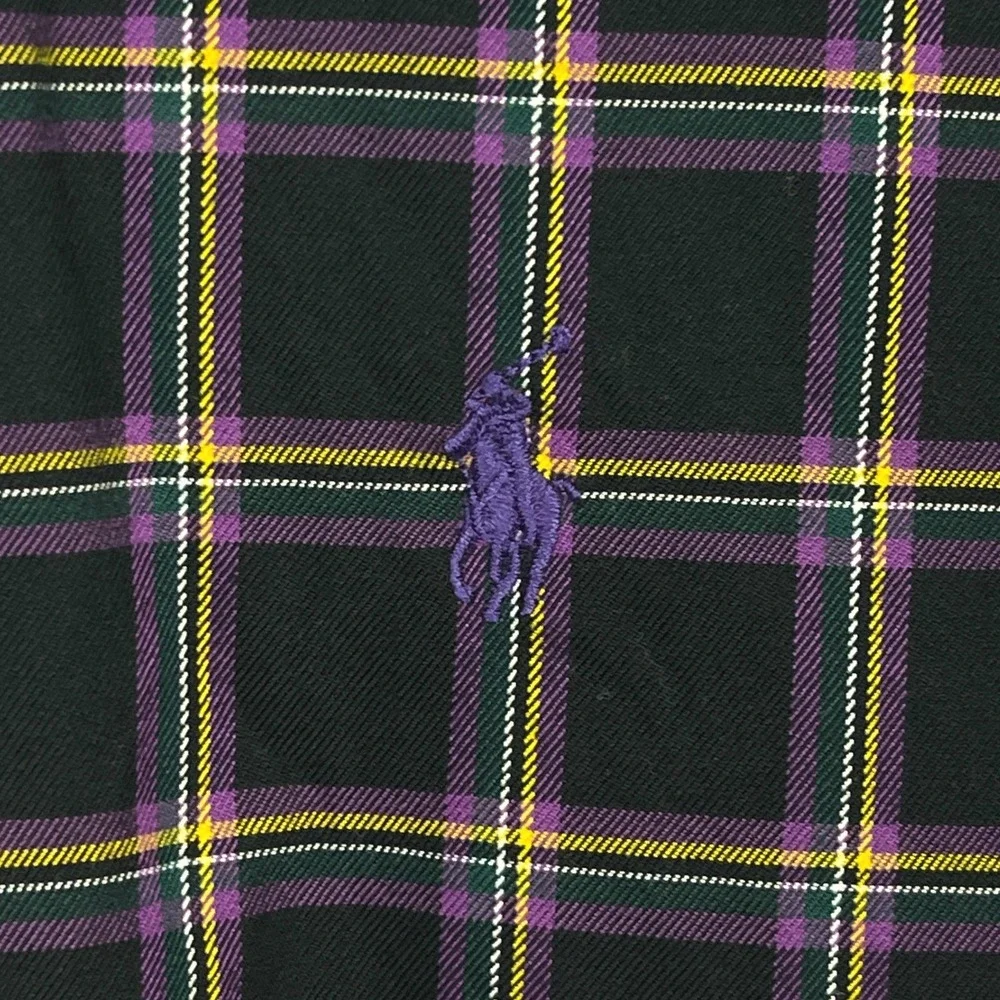 Polo Ralph Lauren Blake Mens 4XB BIG Cotton Black Purple Plaid Long Sleeve Shirt